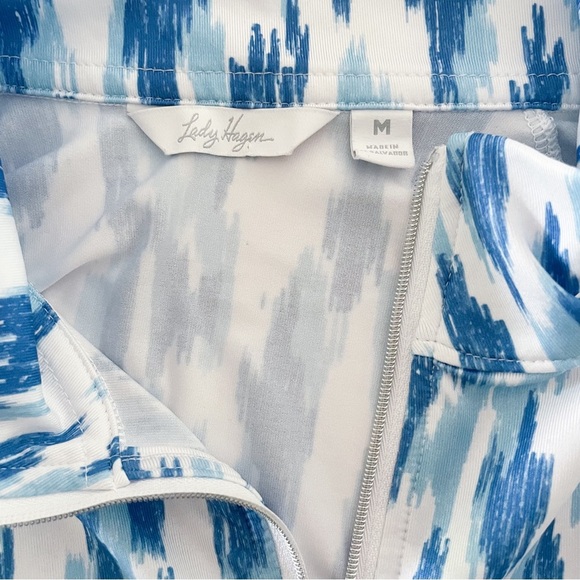 Lady Hagen Women’s Long Sleeve Quarter-zip UPF 50 Top. Size Medium. Blue Ikat - Picture 3 of 4